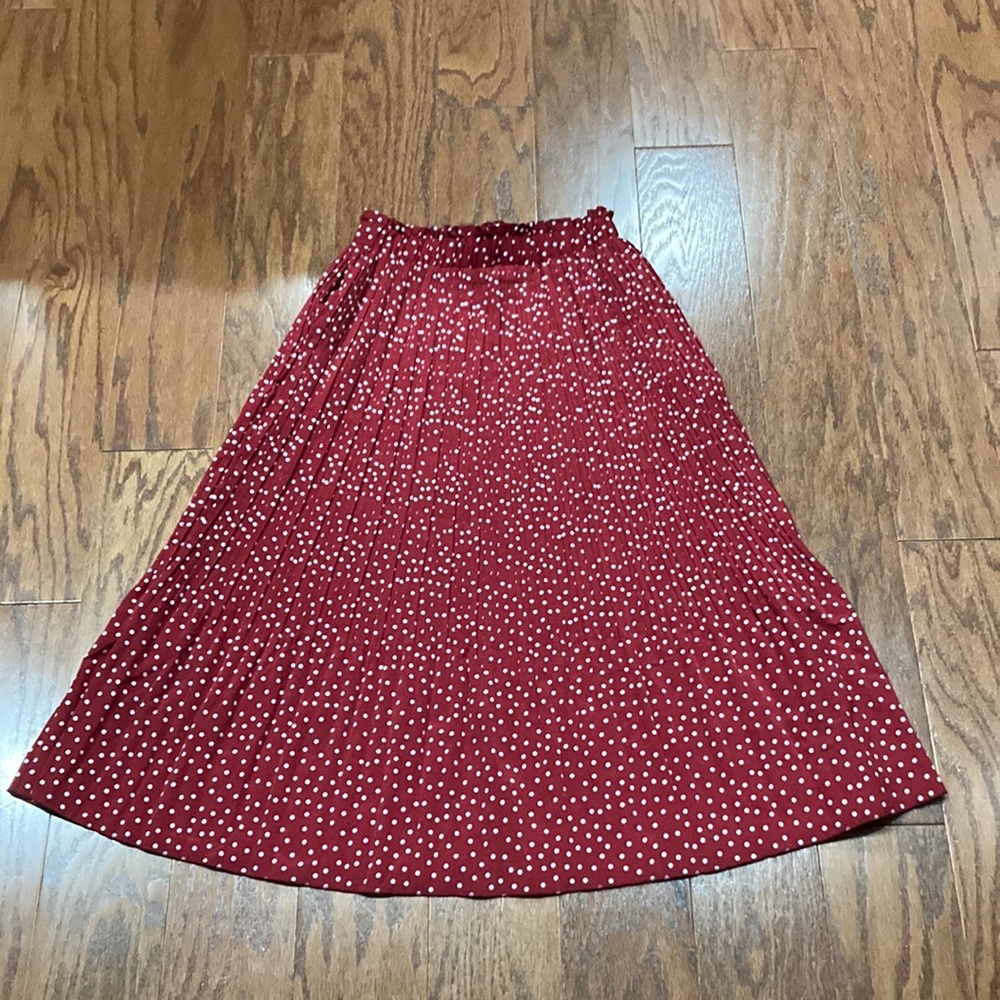 Red Polkadot Midi Skirt